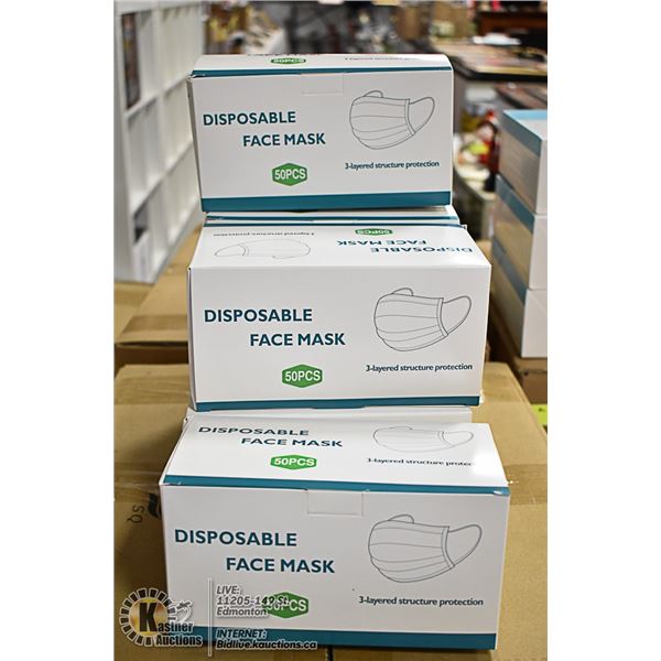 6 BOXES WITH 50 (300 TOTAL) DISPOSABLE MASKS