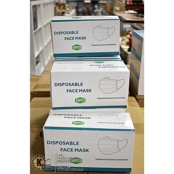 6 BOXES WITH 50 (300 TOTAL) DISPOSABLE MASKS
