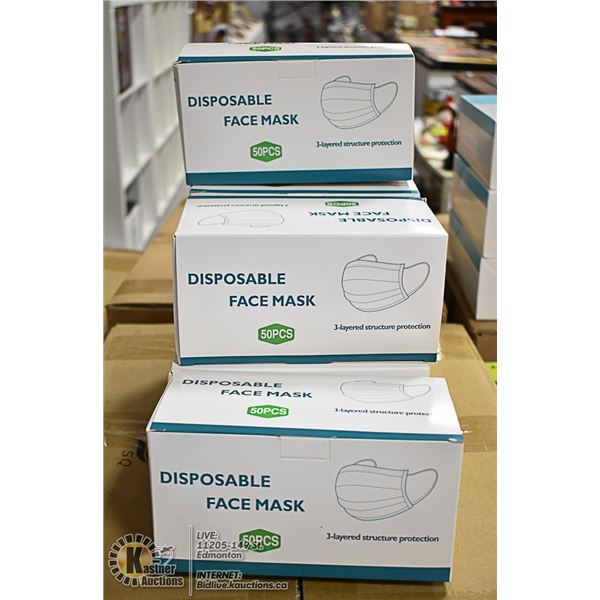 6 BOXES WITH 50 (300 TOTAL) DISPOSABLE MASKS