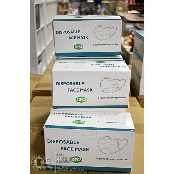 6 BOXES WITH 50 (300 TOTAL) DISPOSABLE MASKS