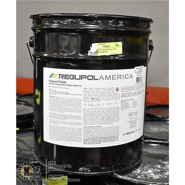 5 GAL PAIL OF REGUPOL PU350 RUBBER ADHESIVE