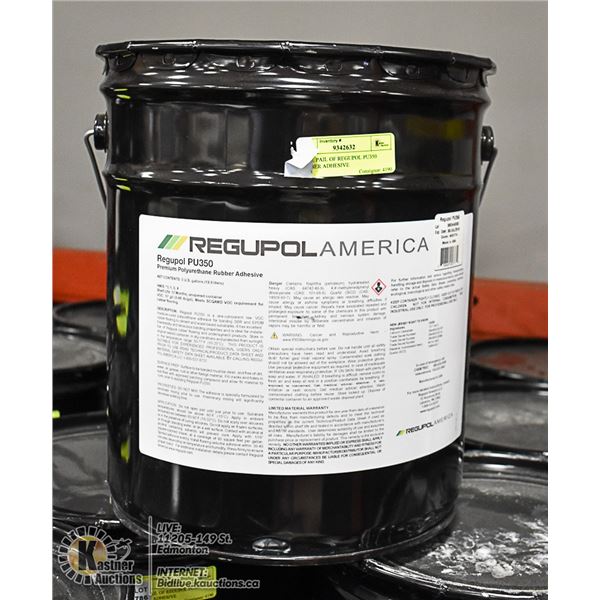 5 GAL PAIL OF REGUPOL PU350 RUBBER ADHESIVE