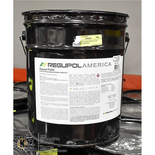 5 GAL PAIL OF REGUPOL PU350 RUBBER ADHESIVE