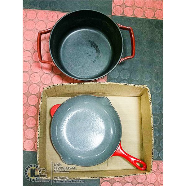 CAST IRON 9" FRY PAN & CAST IRON 9" POT