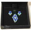 Image 1 : RHINESTONE CLIP EARRINGS AND BROOCH SET