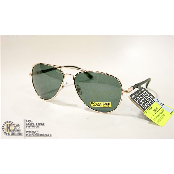 FOSTER GRANT BLACK AND GOLD TONED POLARIZED