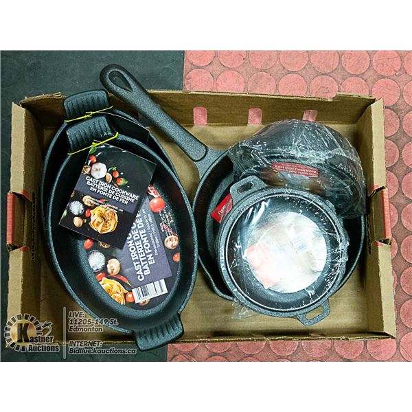 NEW 5 PC PRE-SEASONED CAST IRON