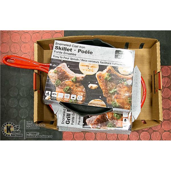 NEW 2 EMAMELED (RED) HANDLES