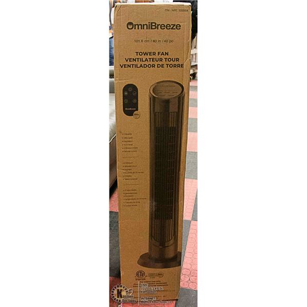 NEW OMNIBREEZE 40 IN TOWER FAN W/ REMOTE CONTROL
