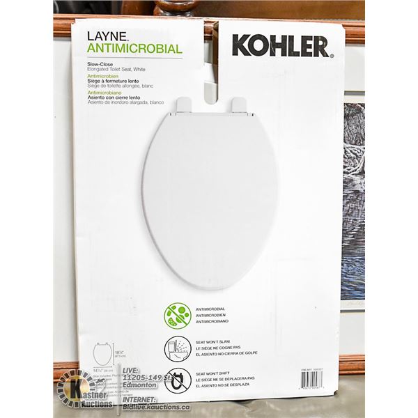 KOHLER LAYNE ANTIMICROBIAL ELONGATED TOILET SEAT