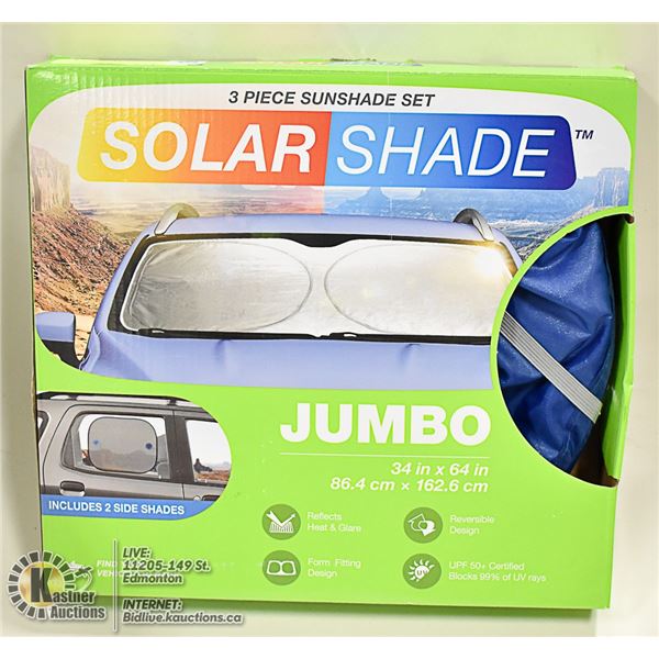 SOLAR SHADE 3 PC VEHICLE SUNSHADE SET 34 X 64