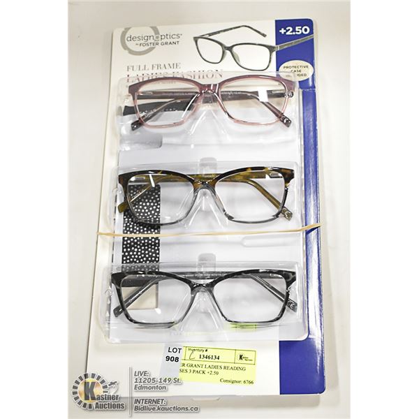 FOSTER GRANT LADIES READING GLASSES 3 PACK +2.50
