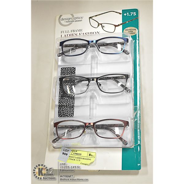 FOSTER GRANT LADIES READING GLASSES 3 PACK +1.75