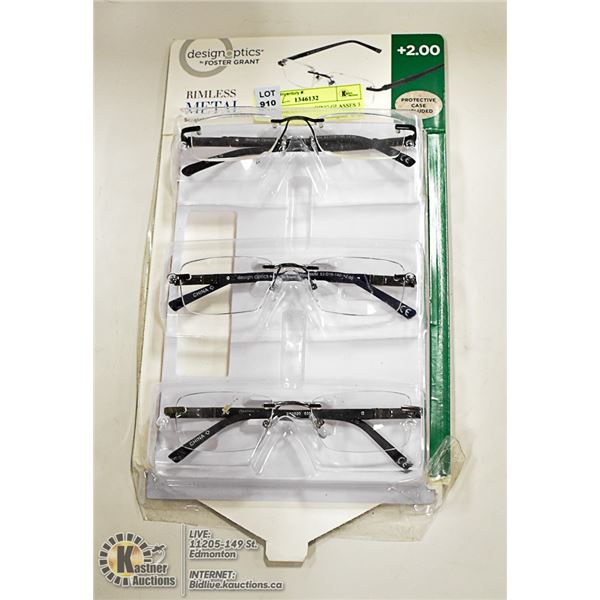 FOSTER GRANT READING GLASSES 3 PACK +2.00