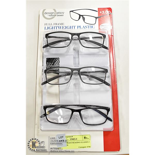 FOSTER GRANT READING GLASSES 3 PACK +3.00