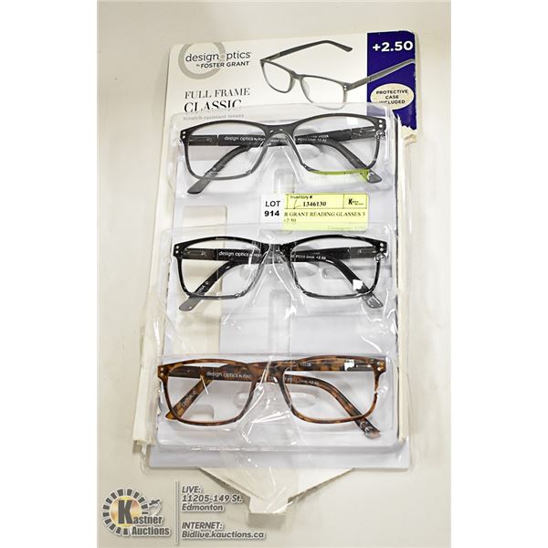 FOSTER GRANT READING GLASSES 3 PACK +2.50