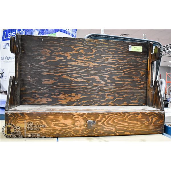 2 TIER WOOD GUN RACK WITH DRAWER, 21 WIDE X 16 TAL