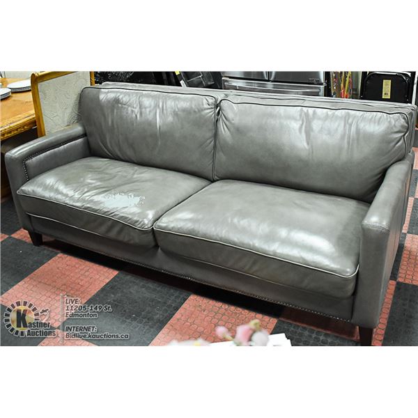 GREY LEATHER SOFA - AS IS