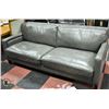 Image 1 : GREY LEATHER SOFA - AS IS