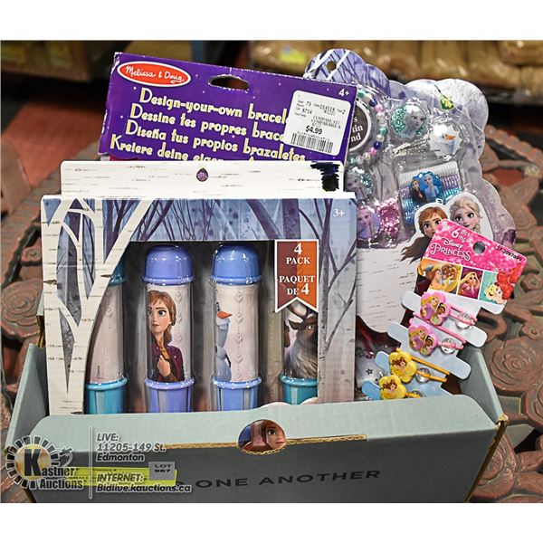 SMALL BOX OF NEW ASSORTED GIRLS TOYS