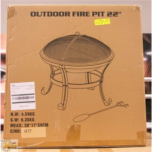 OUTDOOR FIRE PIT WITH SCREEN COVER NEW IN BOX