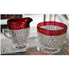Image 1 : VINTAGE INDIANA GLASS RUBY FLASHED CREAM & SUGAR