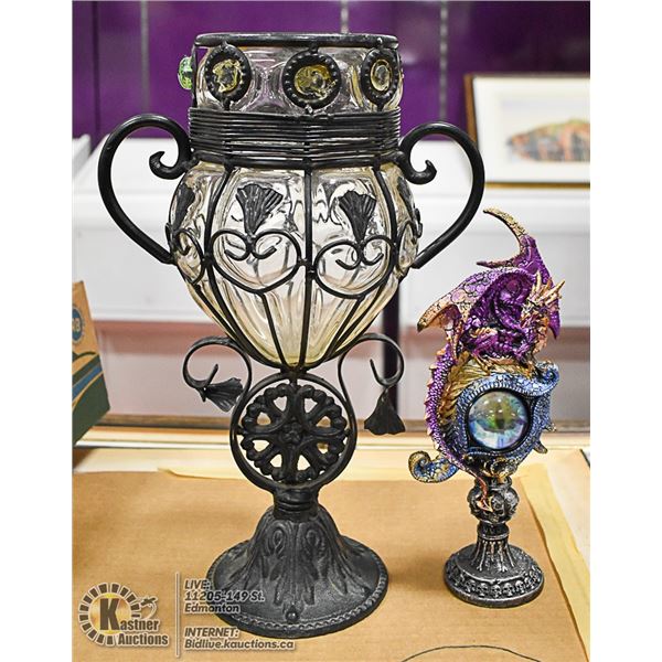 14" GOTHIC STYLE GOBLET & DRAGON EYE STATUE
