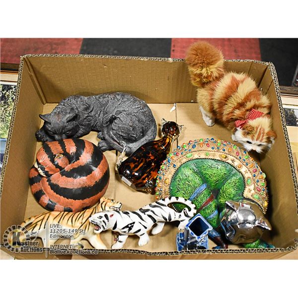 BOX OF CATS INCL FIFTH AVE CRYSTAL CAT