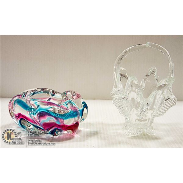 2 PIECES CHALET GLASS ONE IS ASHTRAY