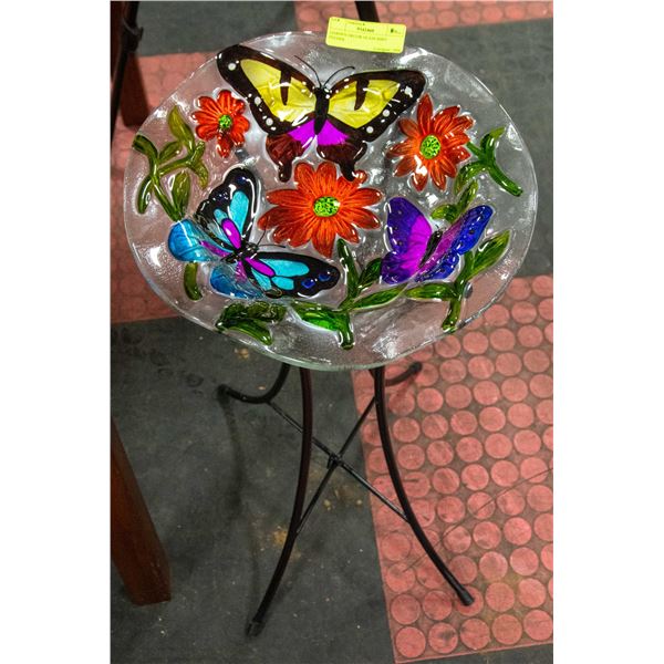 GARDEN DECOR GLASS BIRD FEEDER