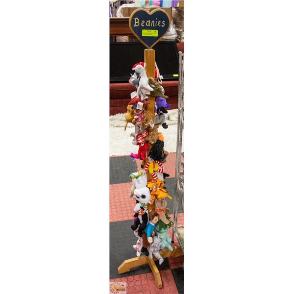 VINTAGE BEANIE TREE STAND W/ VINTAGE RARE BEANIES