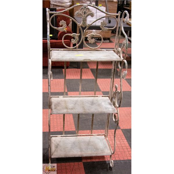 4 FT TALL WOOD AND METAL DECOR SHELF