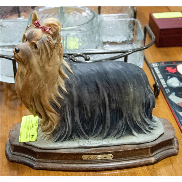 HEAVY CAST SCULPTURE OF DOG SIGNED BY ARTIST