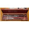 Image 1 : NEW STAINLESS WOOD HANDLED CARVING SET IN BOX