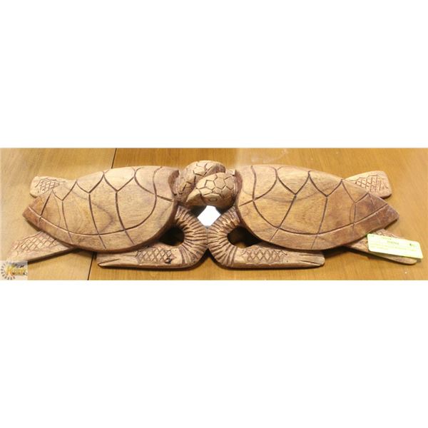 LOVING TURTLES WOODEN TABLE ART DISPLAY