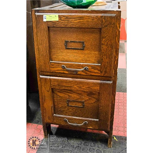SOLID OAK 1930'S OFFICE FILLING CABINET 2 DRAWERS