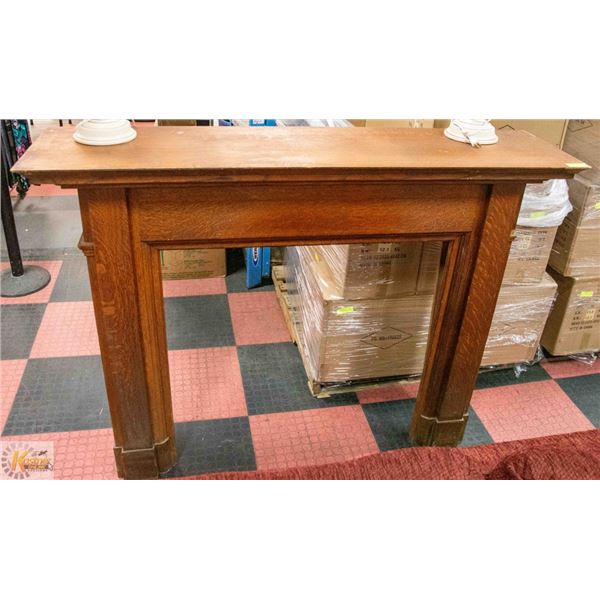 VINTAGE WOOD FIRE PLACE MANTLE 62" X 15.5" X 48.5"