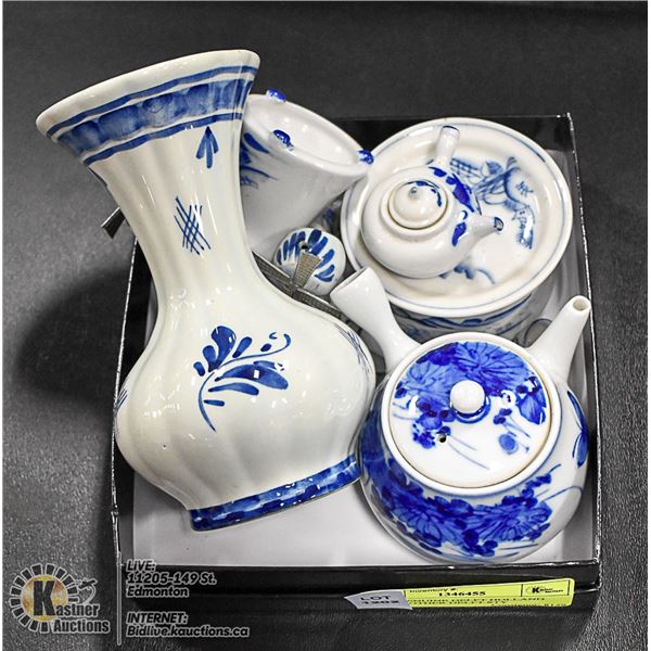 LOT - GENUINE DELFT HOLLAND VASE + OTHER DELFT STY