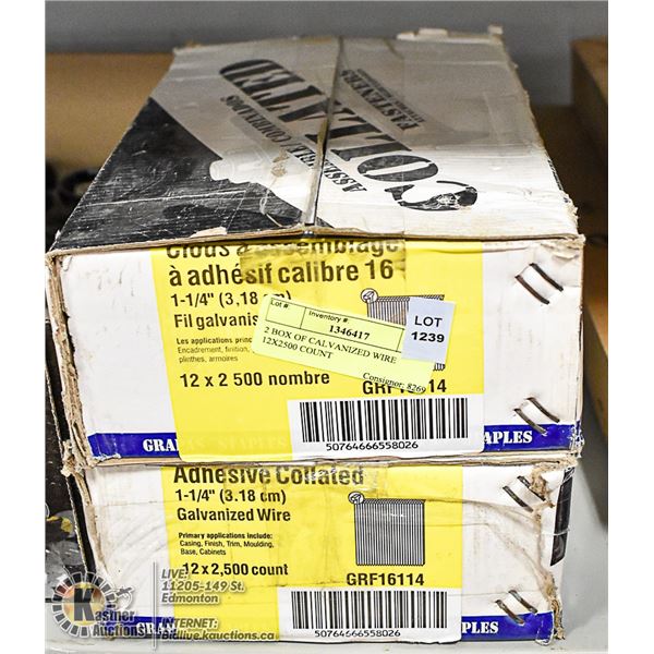 2 BOX OF CALVANIZED WIRE 12X2500 COUNT