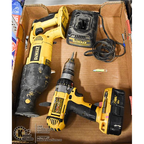 BOX OF DEWALT POWER TOOLS - UNTESTED - AS IS