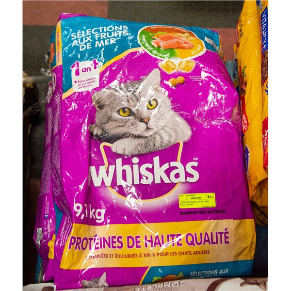 2 BAGS OF WHISKAS CAT FOOD 9.1KG PER BAG