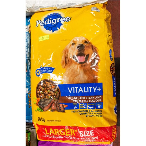 2 BAGS OF PEDIGREE VITALITY DOG FOOD 20KG PER BAG