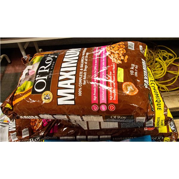 4 BAGS OF OL` ROY DOG FOOD 18KG PER BAG