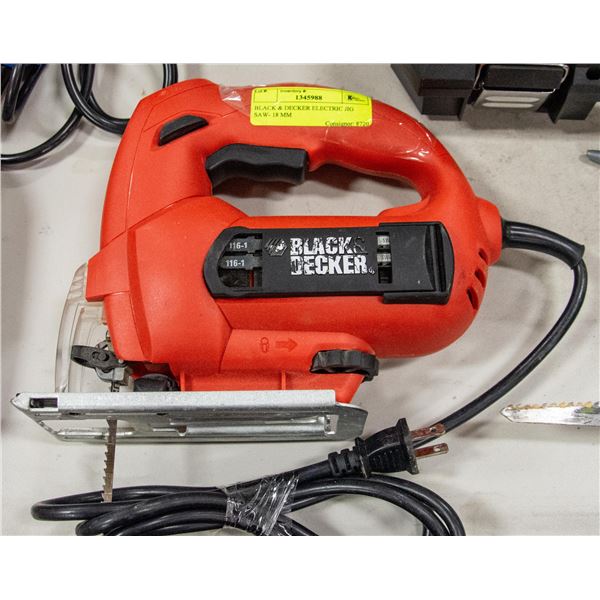 BLACK & DECKER ELECTRIC JIG SAW- 18 MM