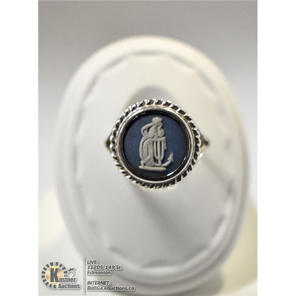 VINTAGE WEDGEWOOD SILVER 925 CAMEO RING, SIZE 6.5