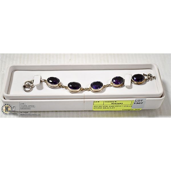 925 SILVER AMETHYST COLOR STONE BRACLET