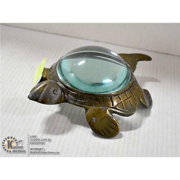 BRASS TURTLE TABLE MAGNIFYING GLASS
