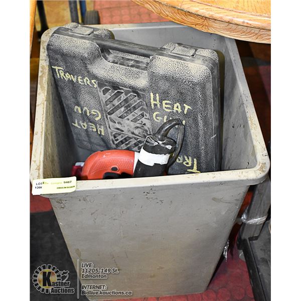 BIN OF ASSORTED TOOLS