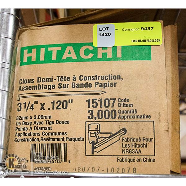 CASE OF HITACHI 3-1/4" FRAMING NAILS