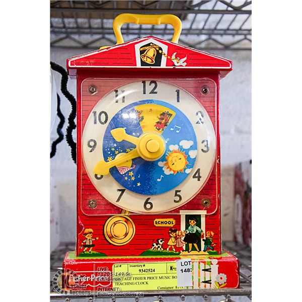 VINTAGE FISHER PRICE MUSIC BOX TEACHING CLOCK